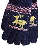Трикотажні рукавички в'язані 5610-2 темно-сині, фото 2