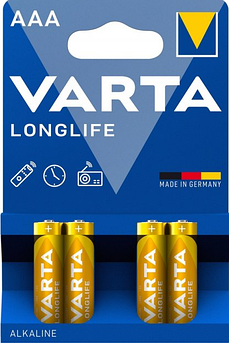 Батарейки лужні ААА Varta LONGLIFE AAA LR03 бл4 4008496525072