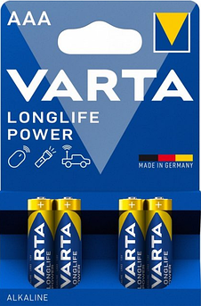 Батарейки лужні ААА Varta LONGLIFE POWER AAA LR03 бл4 4008496559749
