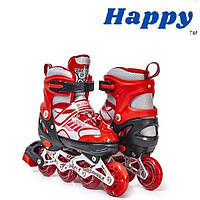 Роликовые коньки детские ролики Happy 2 Skate Inline Red Красный (размер 29-33)