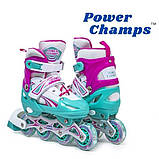 Розсувні дитячі роликові ковзани Power Champs Tiffany Тіффані (розмір 29-33), фото 7