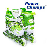 Дитячі роликові ковзани Power Champs Green Зелений (розмір 29-33), фото 3