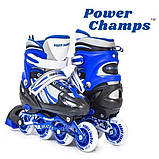 Ролики дитячі розсувні Power Champs Blue Синій (розмір 29-33), фото 3