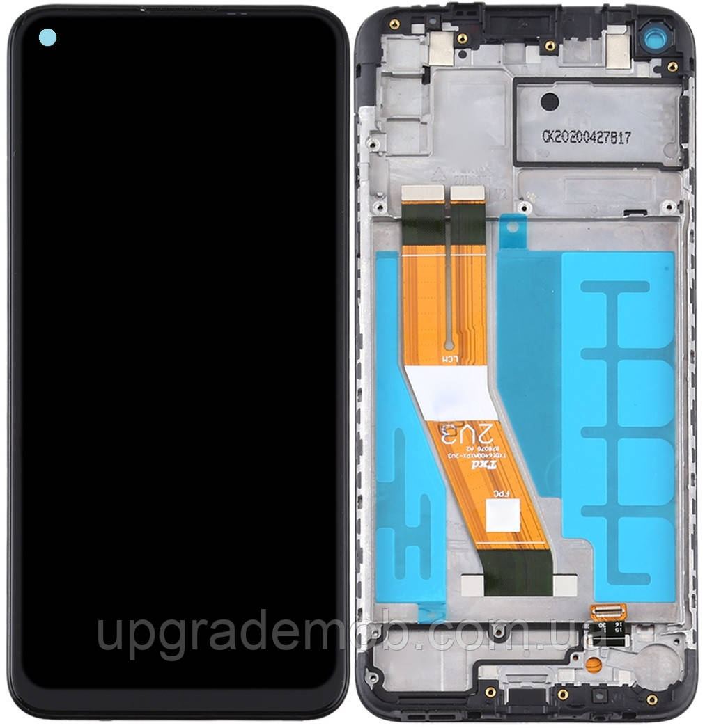 Дисплей модуль тачскрин Samsung A115 Galaxy A11/M115 версія 157.5 mm чорний з рамкою