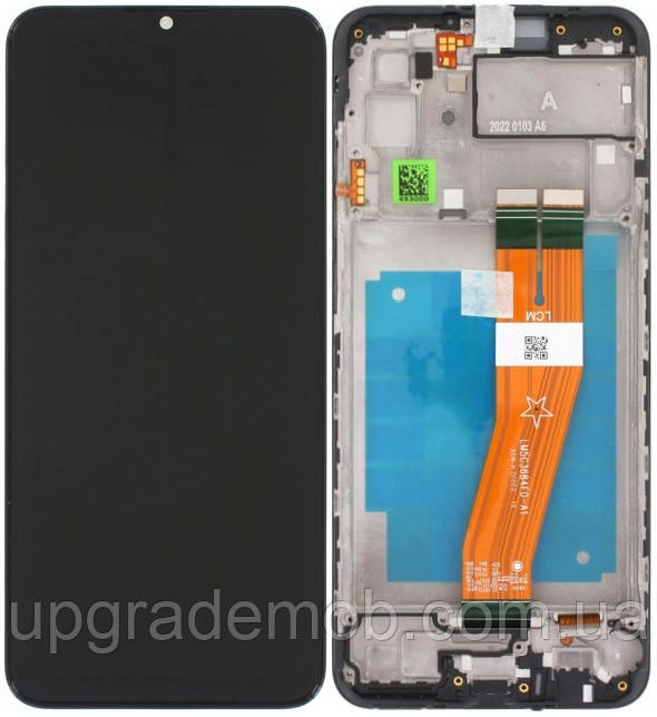 Дисплей модуль тачскрин Samsung A035 Galaxy A03 чорний 160.5 x 72 mm оригінал сервісне паковання з рамкою