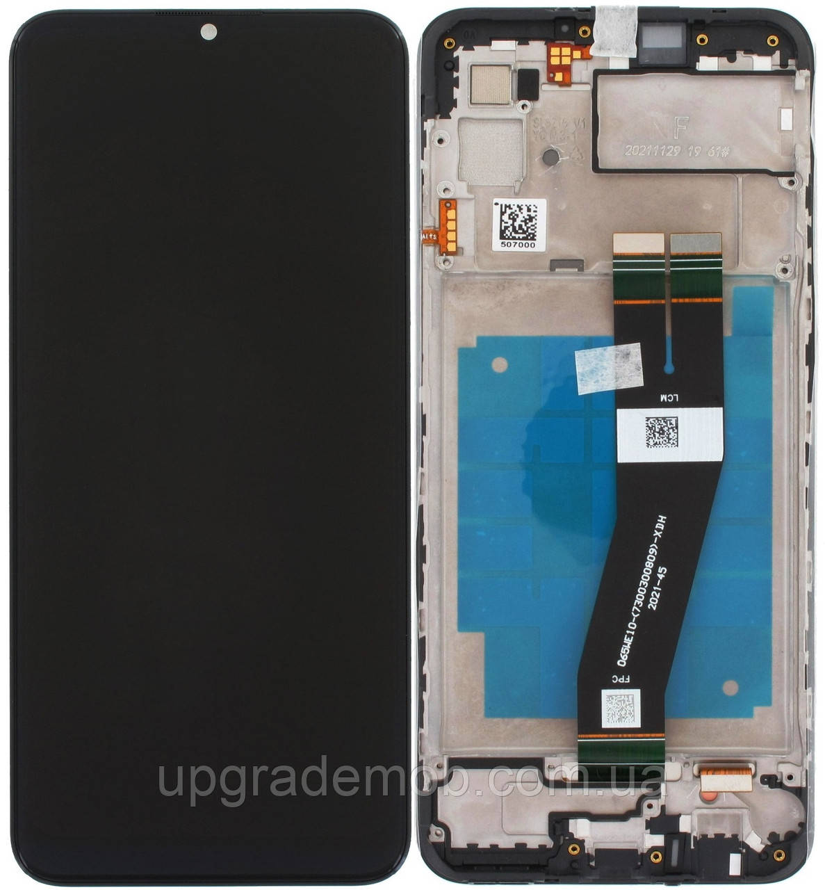 Дисплей модуль тачскрин Samsung A035G Galaxy A03 чорний 163 x 72 mm оригінал сервісне паковання з рамкою