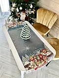 Наперон на стіл Новорічний "Колядники" 45x140 см., гобелен золотий люрекс, фото 5