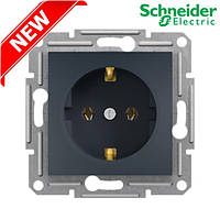 Розетка 220В Schneider Electric EPH2900171 Asfora, антрацит, пластик, с заземлением, Schuko, без защитной