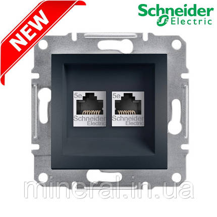 Розетка комп'ютерна Schneider Electric EPH4400171 Asfora, антрацит, пластик, фото 1