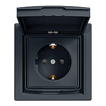 Розетка 220В Schneider Electric EPH3100371 Asfora IP44, антрацит, пластик, із заземленням, Schuko, ip44, із захисною кришкою, зі, фото 3