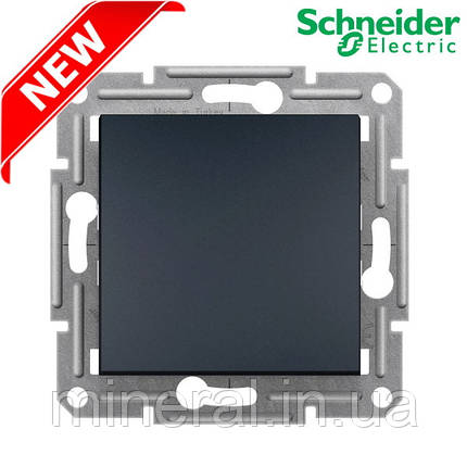 Вимикач 1-клавішний Schneider Electric EPH0100171 Asfora, антрацит, пластик, без підсвітки та індикації, фото 1