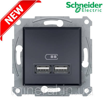 Розетка USB Schneider Electric EPH2700271 Asfora, антрацит, пластик, фото 1