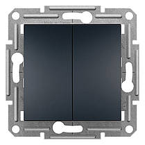 Вимикач 2-клавішний Schneider Electric EPH0300171 Asfora, антрацит, пластик, без підсвітки та індикації, фото 3