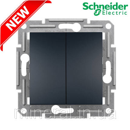 Вимикач 2-клавішний Schneider Electric EPH0300171 Asfora, антрацит, пластик, без підсвітки та індикації, фото 1