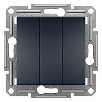 Вимикач 3-клавішний Schneider Electric EPH2100171 Asfora, антрацит, пластик, без підсвітки та індикації, фото 3