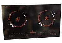 Двухконфорочная плита Crownberg CB-1330 2000 Вт, инфракрасная плитка, настольная плита Черная