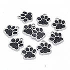 Підвіски Відбиток Лапи, Сплав, Емаль, Чорний, 17.7х16.6х2мм, Отвір: 2мм, 10 шт, фото 2