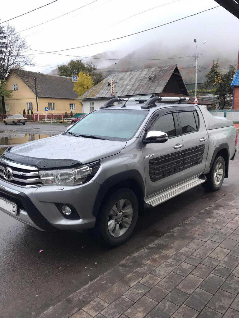 Рейлінги з перемичками (2 шт, Хром) для Toyota Hilux 2015- рр, фото 1