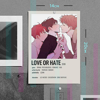 "Лі Хе Су, Чхве Чжу Вон і Сон Те Ген (Кохання або ненависть / Love or Hate)" плакат (постер) розміром А5 (14х20см)