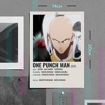 "Сайтама (Ванпанчмен / One-punch man)" плакат (постер) розміром А5 (14х20см)