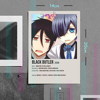 "Себастян Мікаеліс і Сіель (Темний дворецький / Black butler)" плакат (постер) розміром А5 (14х20см)