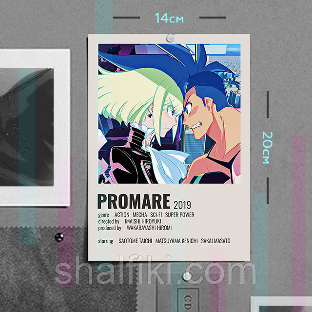 "Гало Тімос і Ліо Фотія (Промар / Promare)" плакат (постер) розміром А5 (14х20см)