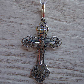Срібний хрестик із розп'яттям, чорний