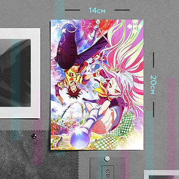 "Сора і Широ (Без гри немає життя / No game no life)" плакат (постер) розміром А5 (14х20см)