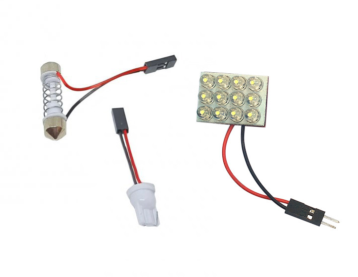 Світлодіодний модуль (панель) 12 LED білий з перехідниками W2,1x9,5d та SV8,5, фото 1