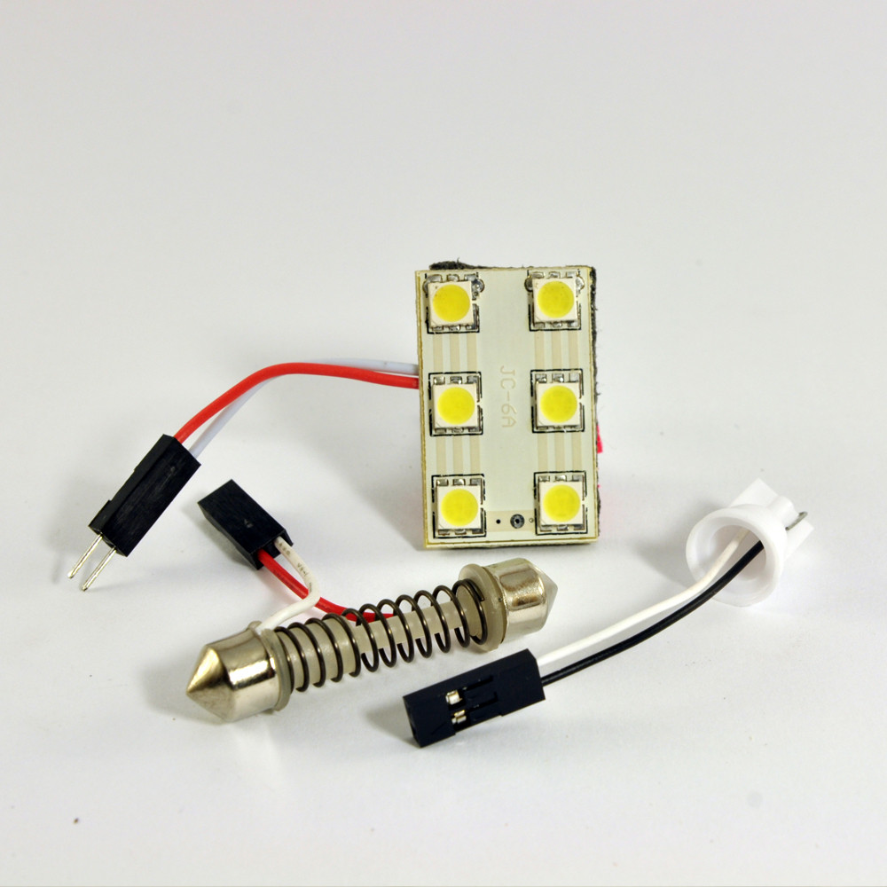 Світлодіодний модуль (панель) 6 SMD 5050 білий з перехідниками W2,1x9,5d та SV8,5, фото 1