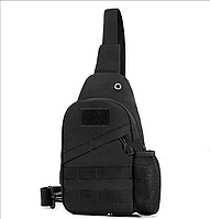 Тактическая армейская сумка через плечо чорная / военный рюкзак на одно плечо для армии ВСУ