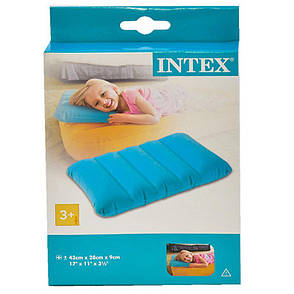 Подушка надувна Intex флокована 68676NP, 43*28*9см, блакитний, фото 4