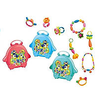 Набор для плетения браслетов для девочки (3 вида, 80 элементов, бусинки, аксессуары, в коробке) YY 222