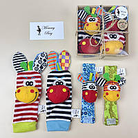 Розвиваючі брязкальця шкарпетки для новонароджених Mommy Bag браслетики Джунглі дитячі набір 4 шт.