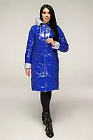 Женская зимняя лаковая куртка цвета электрик