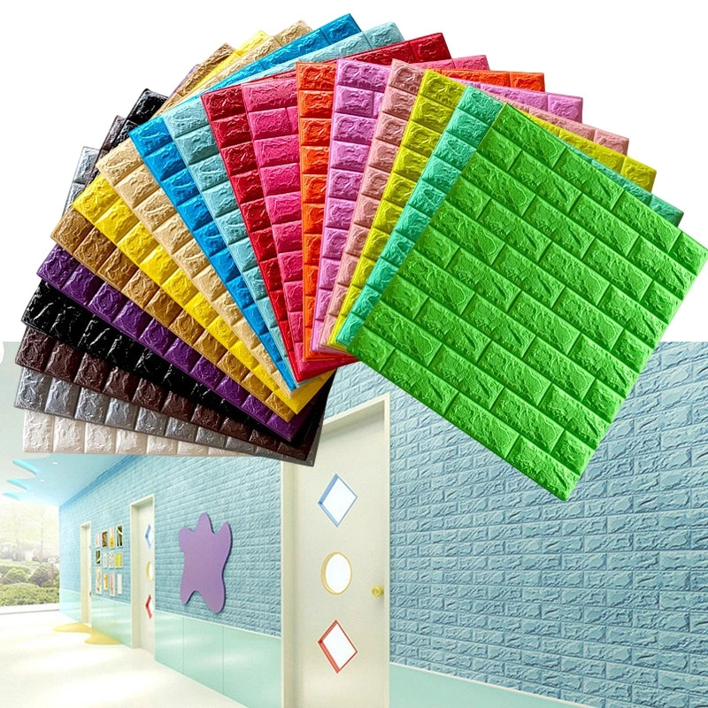 Декоративні 3D панелі самоклейки під однотонну цеглу товщиною 3, 5 та 7 мм, фото 1