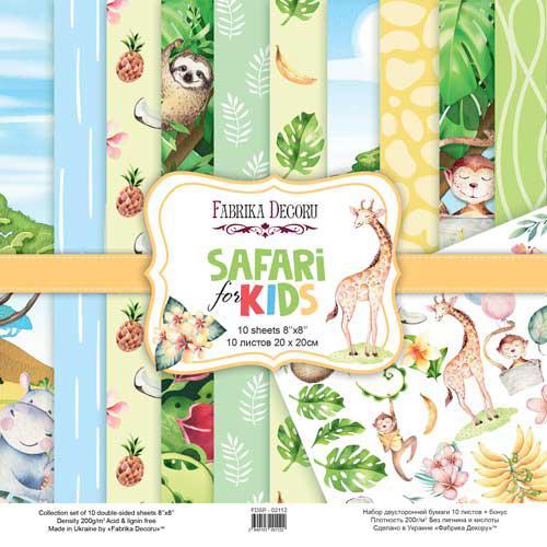 Набір скраппаперу Safari for kids 20x20 см 10 аркушів