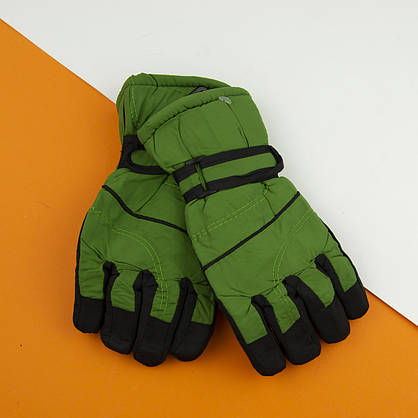Оптом рукавички болоньєві лижні підліткові на липучці з флісовою підкладкою (арт. 22-12-57), фото 2
