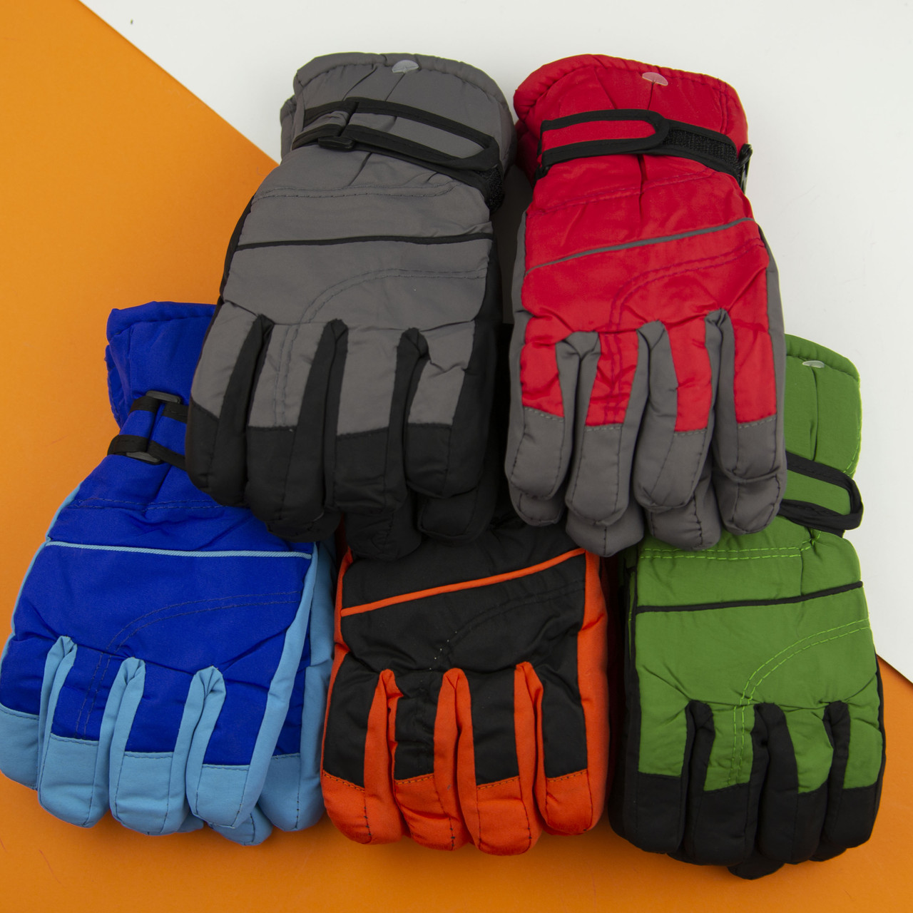 Оптом рукавички болоньєві лижні підліткові на липучці з флісовою підкладкою (арт. 22-12-57)