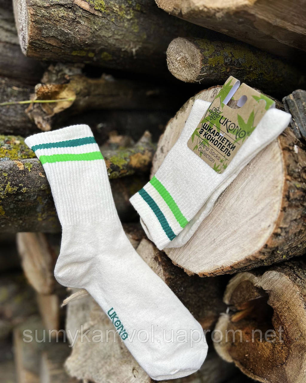 Шкарпетки з конопель, зимові довгі БІЛІ. Розмір 25