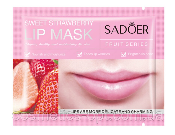 Патчі гідрогелеві для губ з екстрактом полуниці SADOER Sweet Strawberry Lip Mask, 8 г