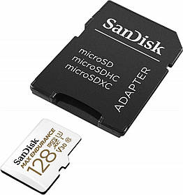 Карта пам`яті MicroSDXC (UHS-1 U3) SanDisk Max Endurance 128Gb class 10 V30 (100Mb/s) (adapterSD)