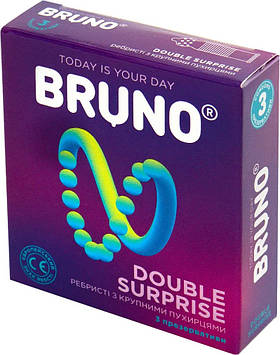Презервативи Bruno №3 Double Surprise з точками та ребрами, 1упак/3 шт
