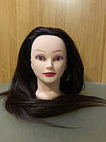 Учебная голова-манекен с искусственными термо-волосами, гофре 4L (Y-80-OW-4) чистый каштан