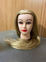 Учебная голова-манекен с искусственными термо-волосами, гофре (Y-65-XA) светло-русый пепельный