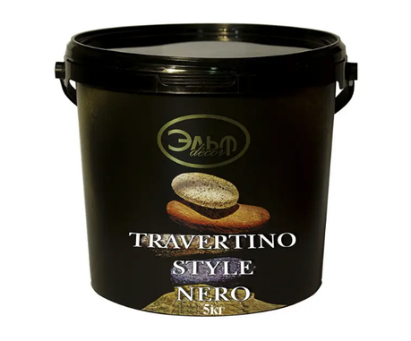 Штукатурка декоративна для стін "чорний кам'яний скол" ELF DECOR TRAVERTINO STYLE NERO, фото 1