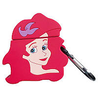 Силіконовий футляр Disney series для навушників AirPods 1/2 + карабін ( Русалочка / Червоний)