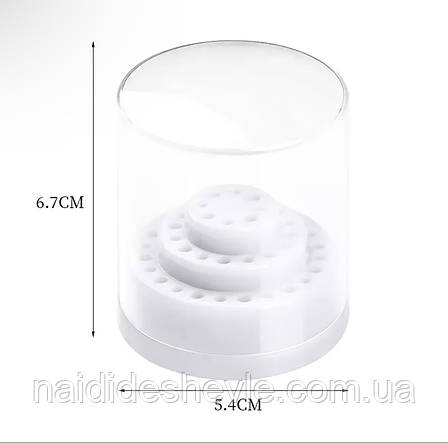 Пластикова кругла підставка для фрезерних насадок із кришечкою, на 48 комірок Білий, фото 2