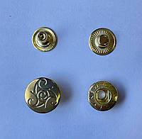 Кнопка "Альфа с рисунком" 17мм Золото (в упаковке 720 штук) Турция