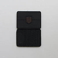 Нашивка Прапор України з гербом (чорний) гумовий на липучці